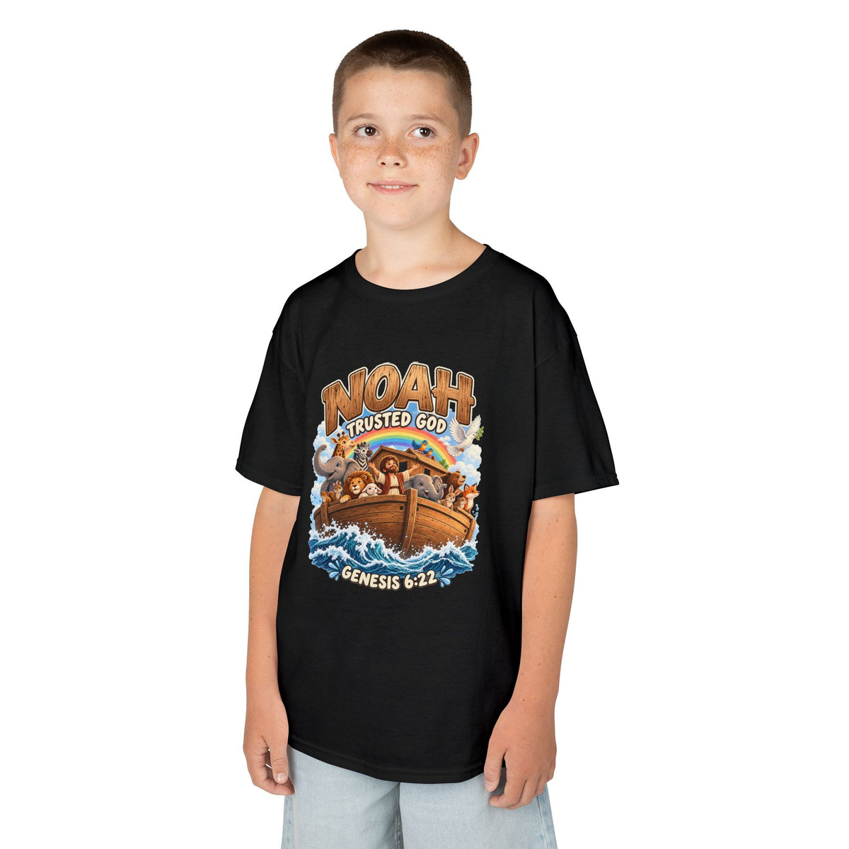 Noah Trusted God Kids Tee – Genesis 6:22 Bible Shirt