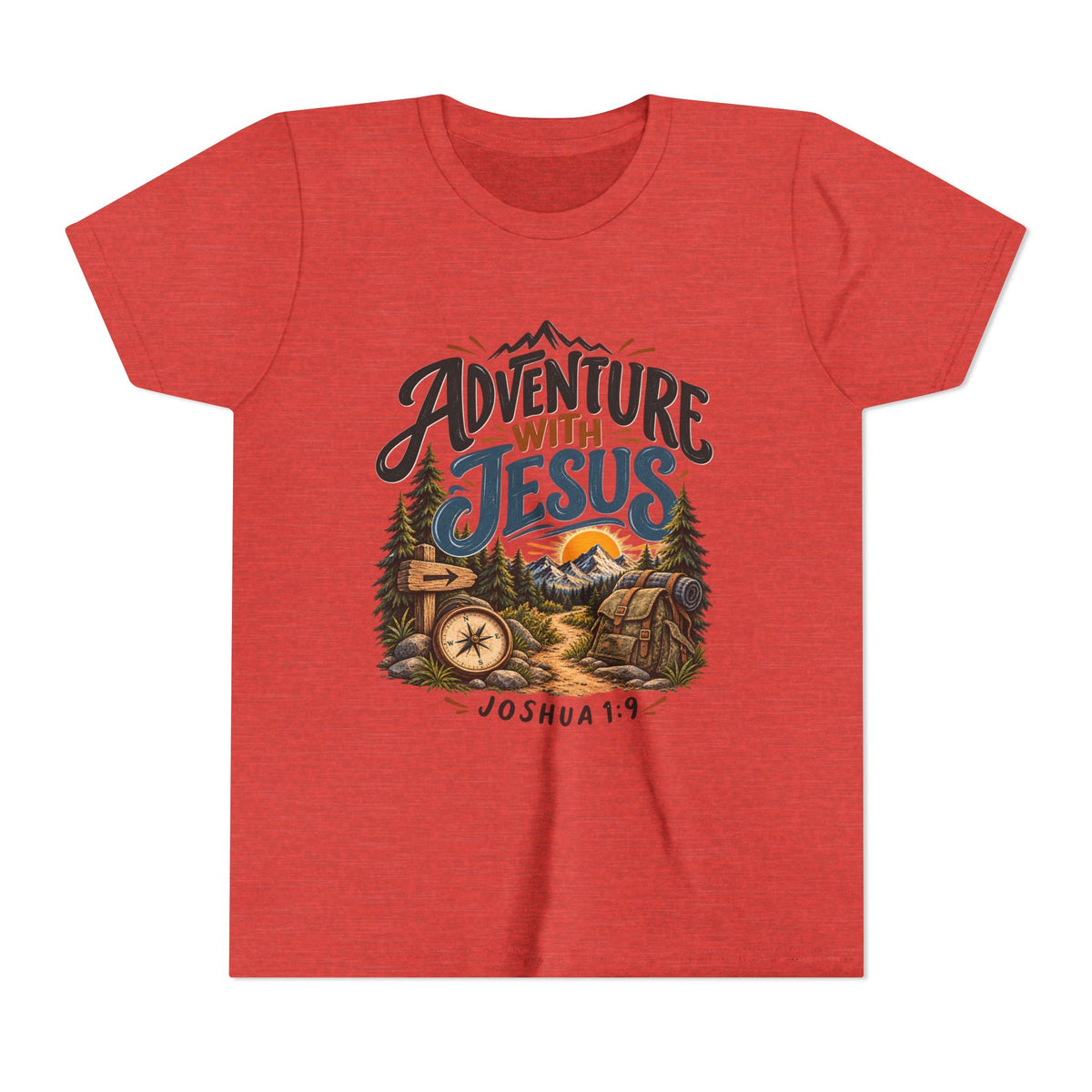 Adventure with Jesus Youth/ Kids T-Shirt – Joshua 19:2 Christian Outdoor Tee