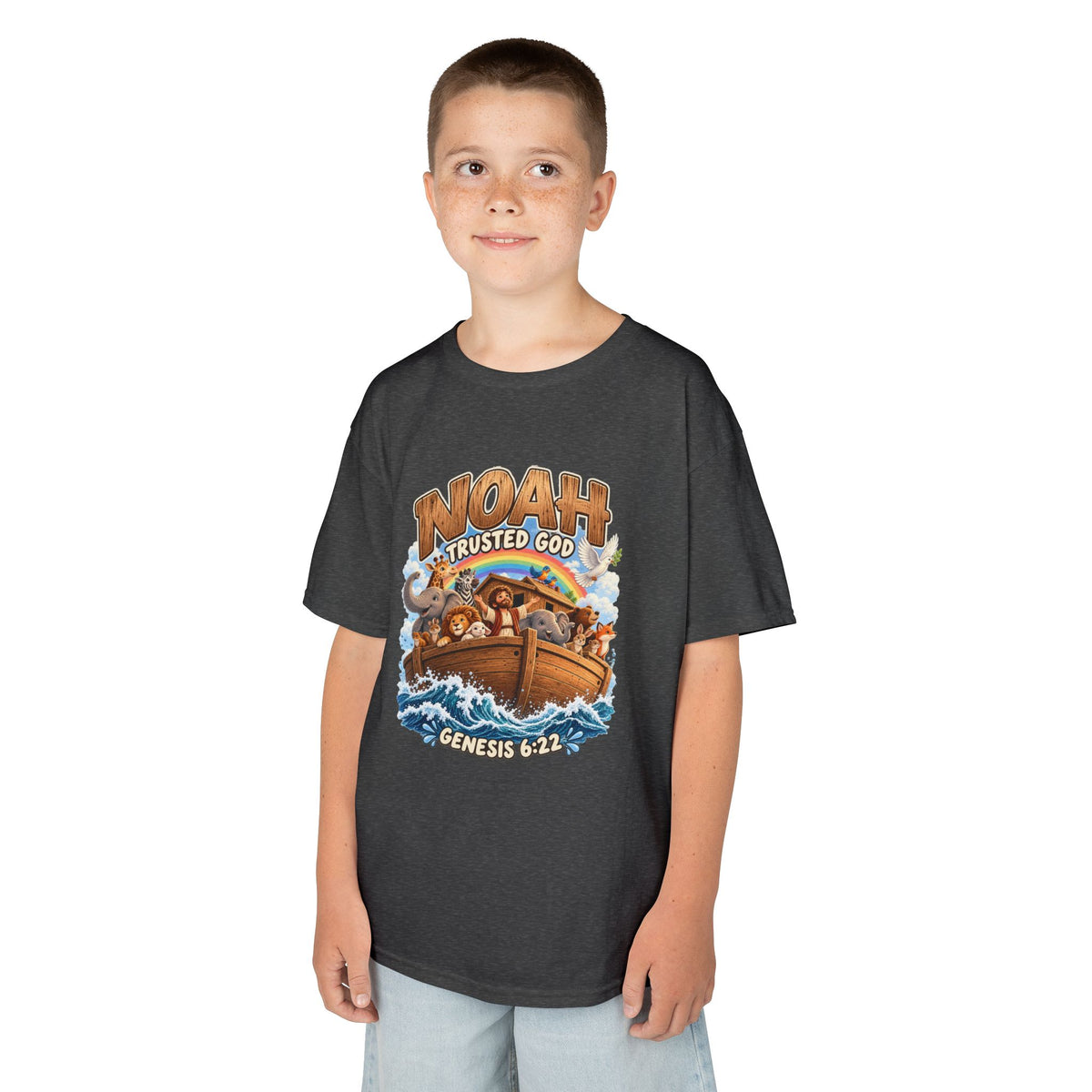 Noah Trusted God Kids Tee – Genesis 6:22 Bible Shirt