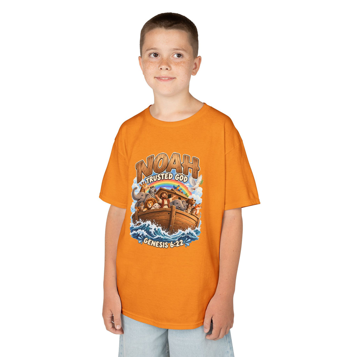 Noah Trusted God Kids Tee – Genesis 6:22 Bible Shirt