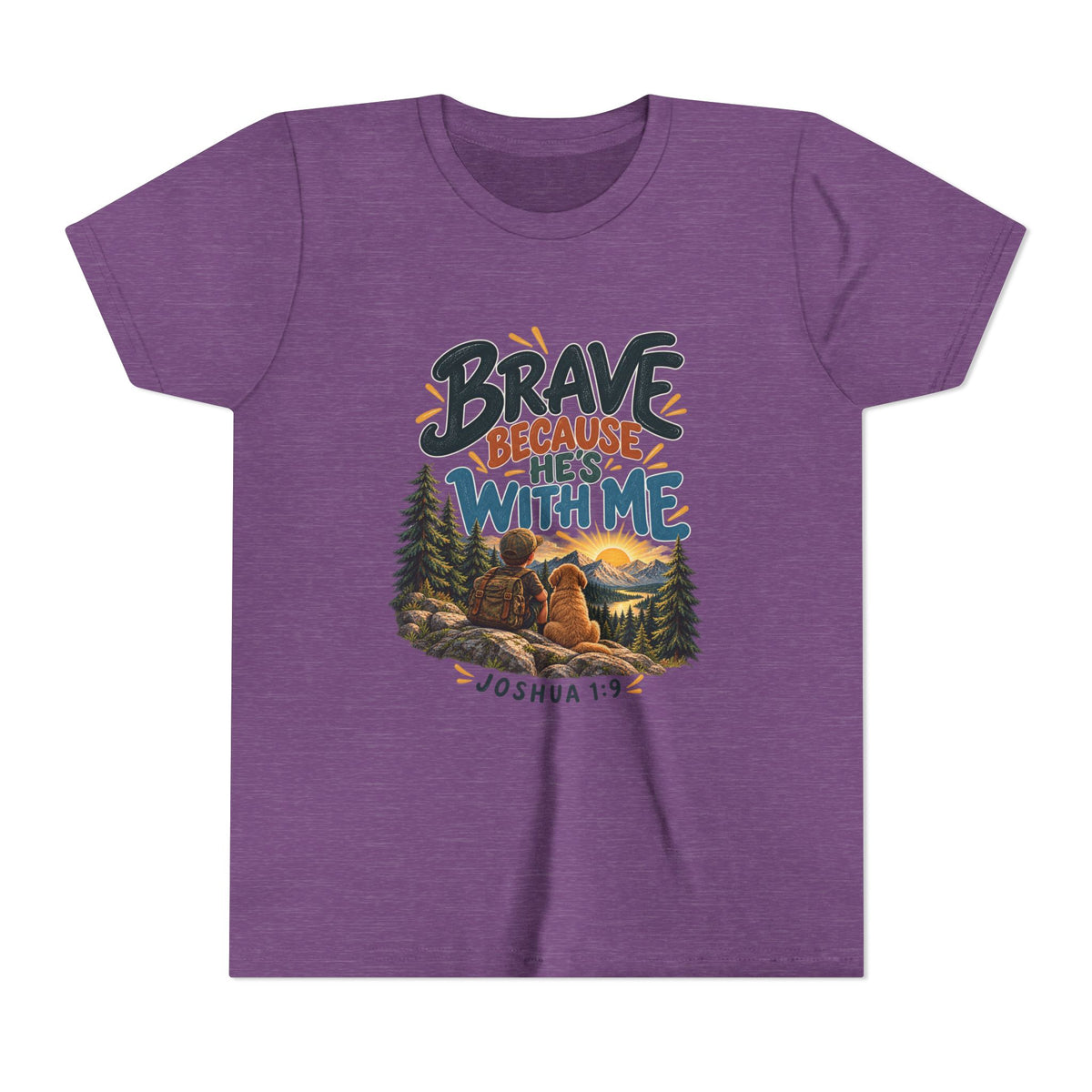 Brave Because He’s With Me Joshua 1:9 Christian Youth/Kids T-Shirt