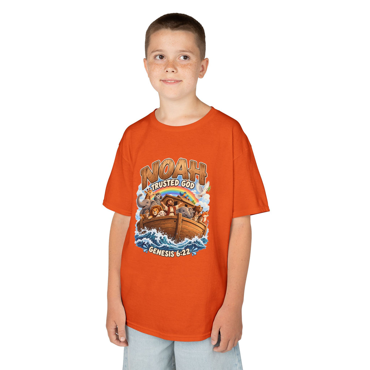 Noah Trusted God Kids Tee – Genesis 6:22 Bible Shirt