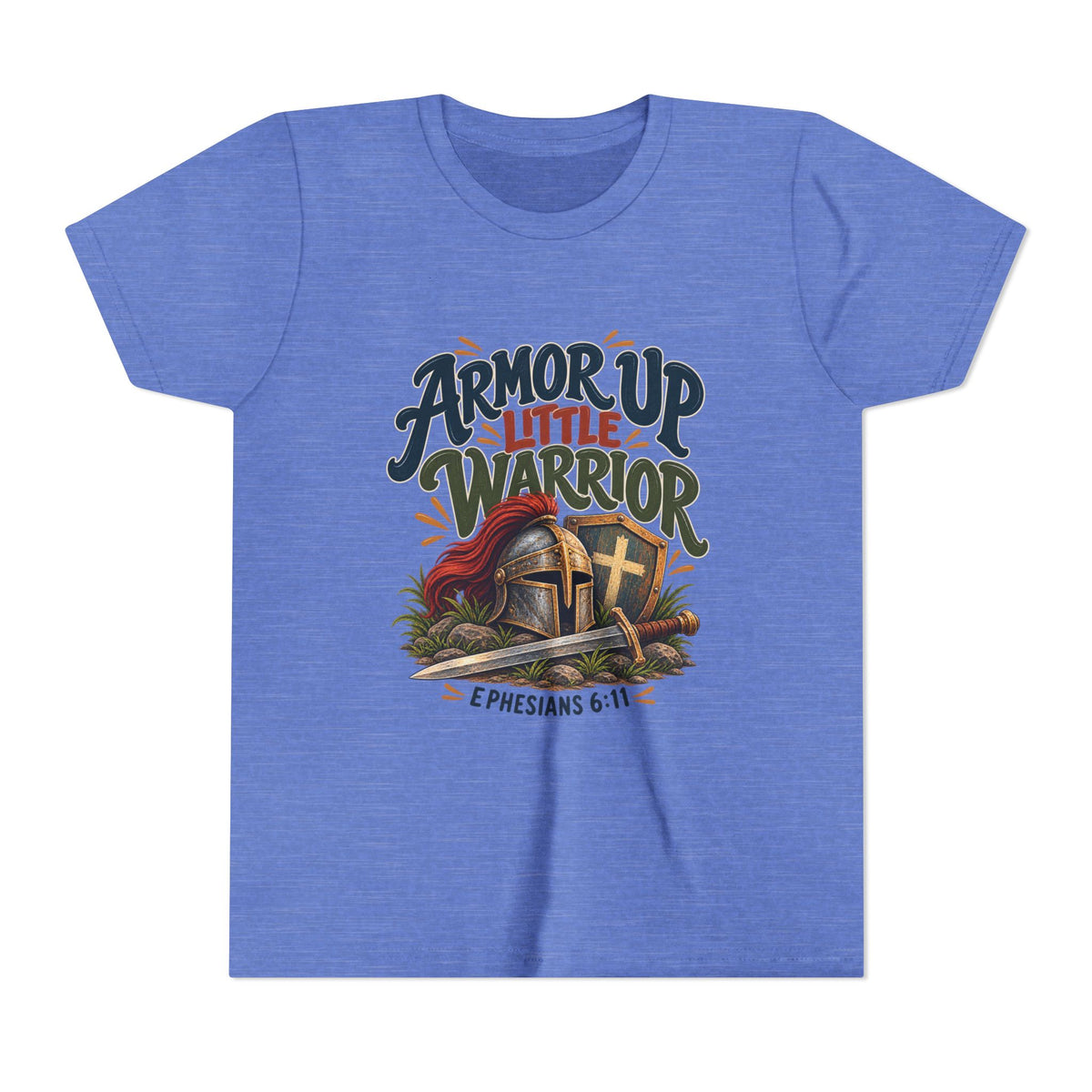 Armor Up Little Warrior Youth/Kids Short Sleeve Tee – Ephesians 6:11 Christian Shirt