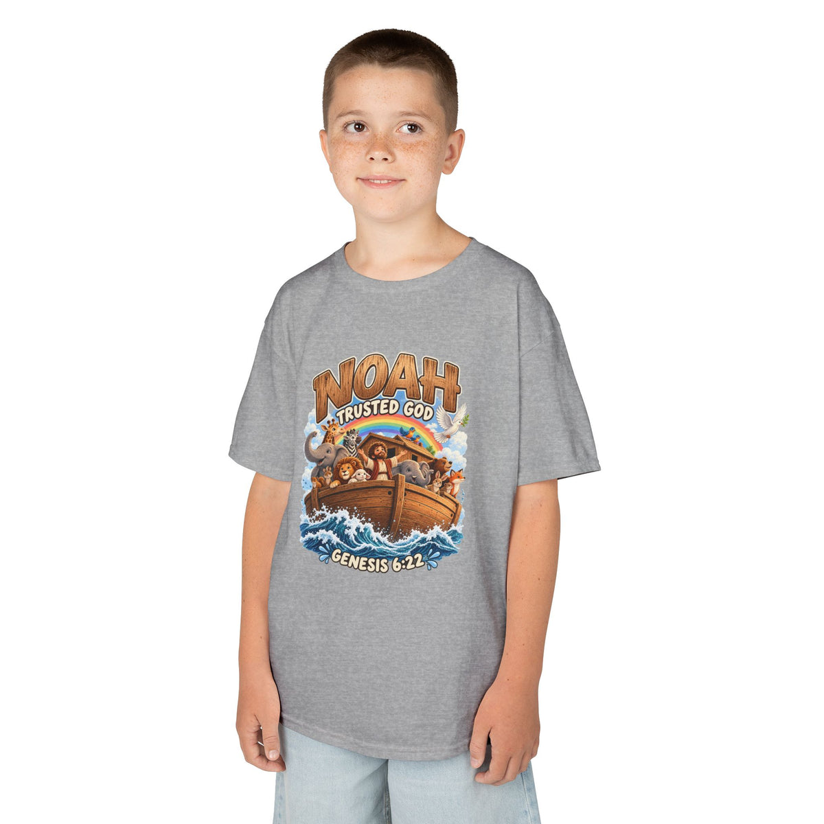 Noah Trusted God Kids Tee – Genesis 6:22 Bible Shirt