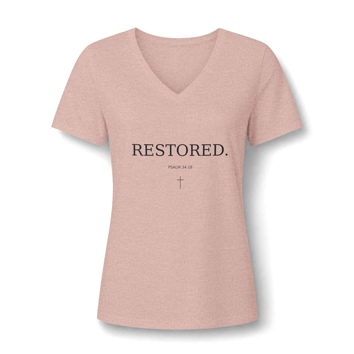 RESTORED. Inspirational Women's V-Neck Tee